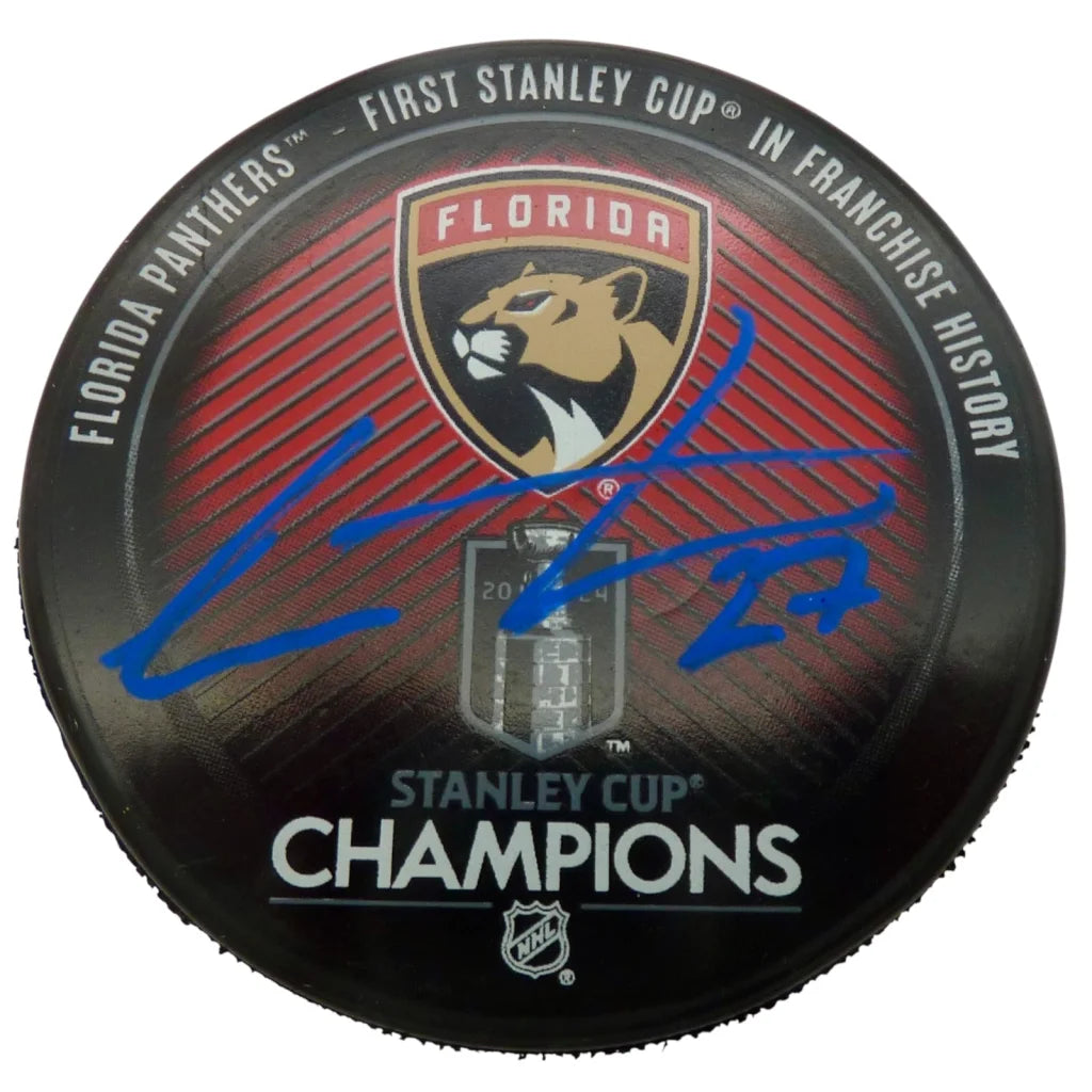 Eetu Luostarinen autographed Florida Panthers 2024 Stanley Cup puck