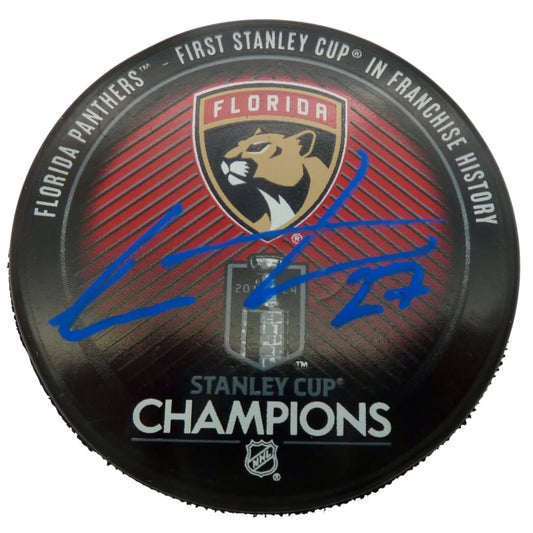 Eetu Luostarinen autographed Florida Panthers 2024 Stanley Cup puck