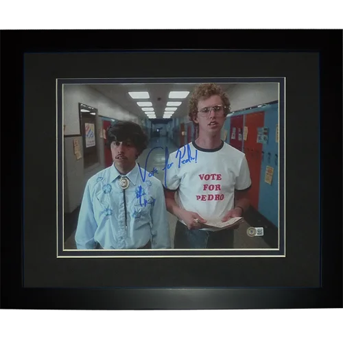 Efren Ramirez autographed deluxe framed 11x14 photo of Napoleon Dynamite actors in school attire