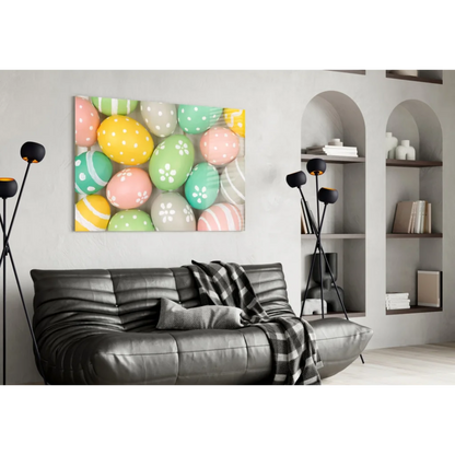 Pastel Easter Eggs Canvas Wall Art with Polka Dots | Contemporary Home Wall Art | vintageantiquesgifts.com