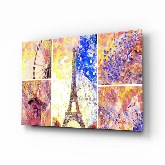 Eiffel Tower Ferris Wheel Windmill Abstract Wall Art Canvas | Insigneart USA | vintageantiquesgifts.com
