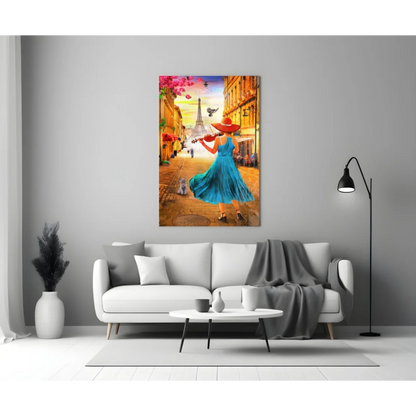 Parisian Violin Street Scene Canvas Wall Art with Eiffel Tower | Modern Wall Art Decor | vintageantiquesgifts.com