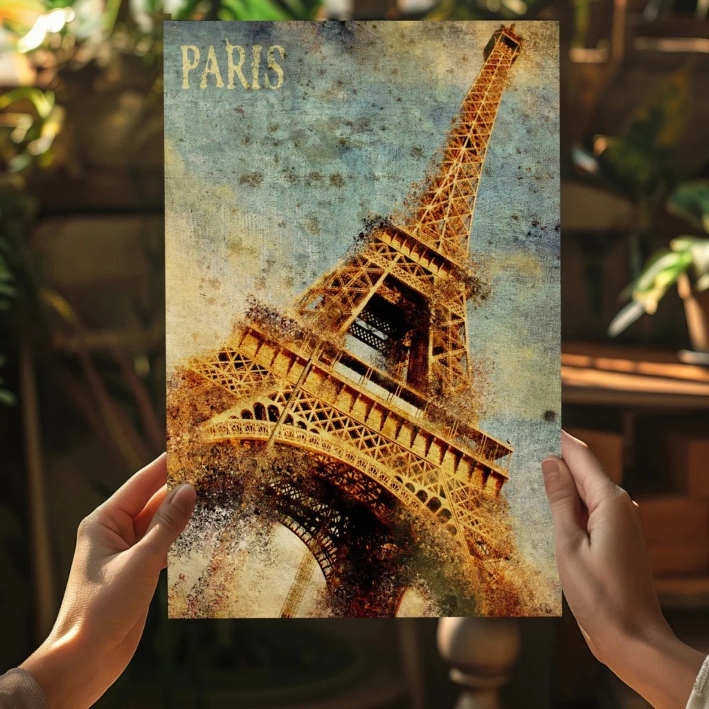 Vintage Paris Eiffel Tower poster on Insigne aluminum print