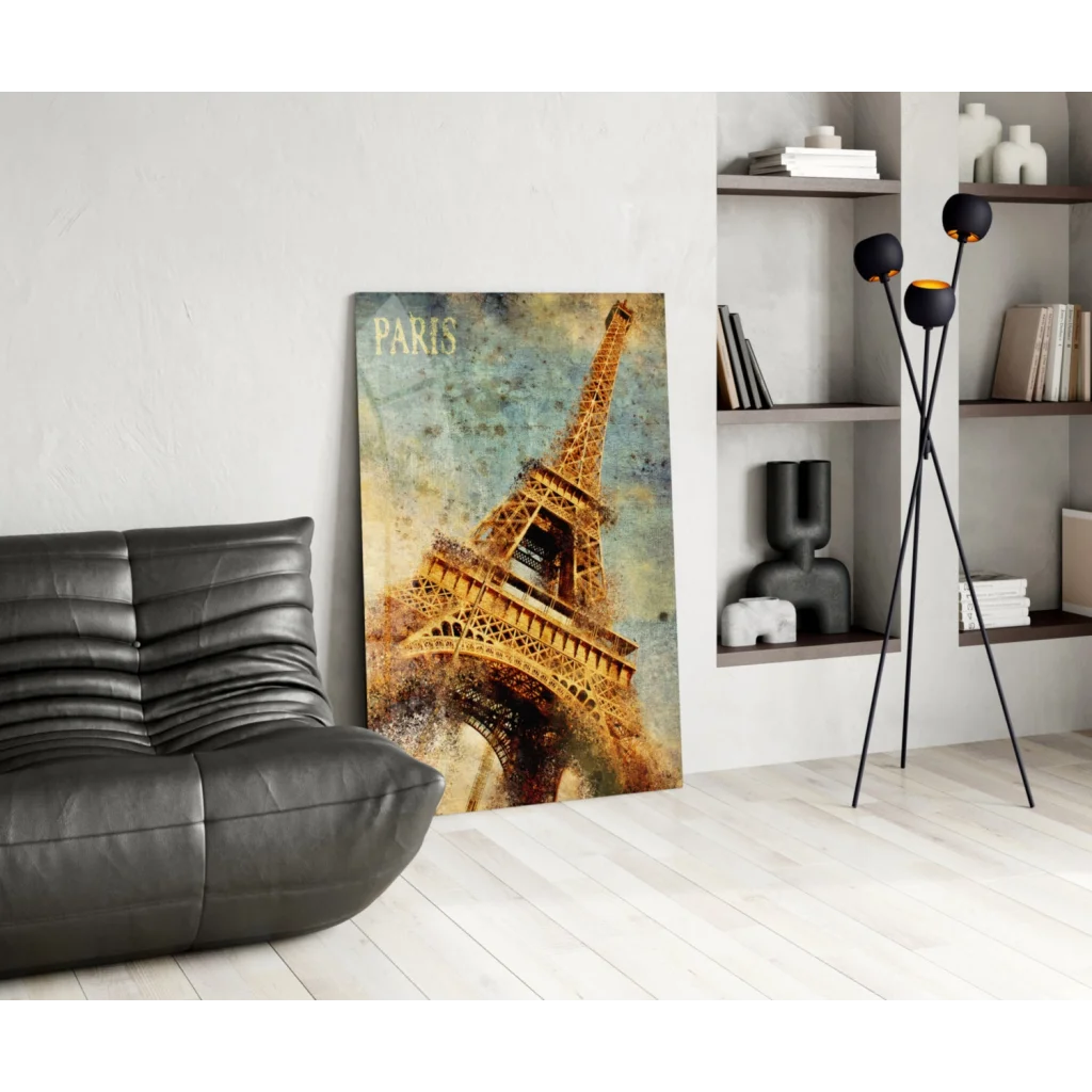 Vintage Eiffel Tower wall art canvas print in sepia tones