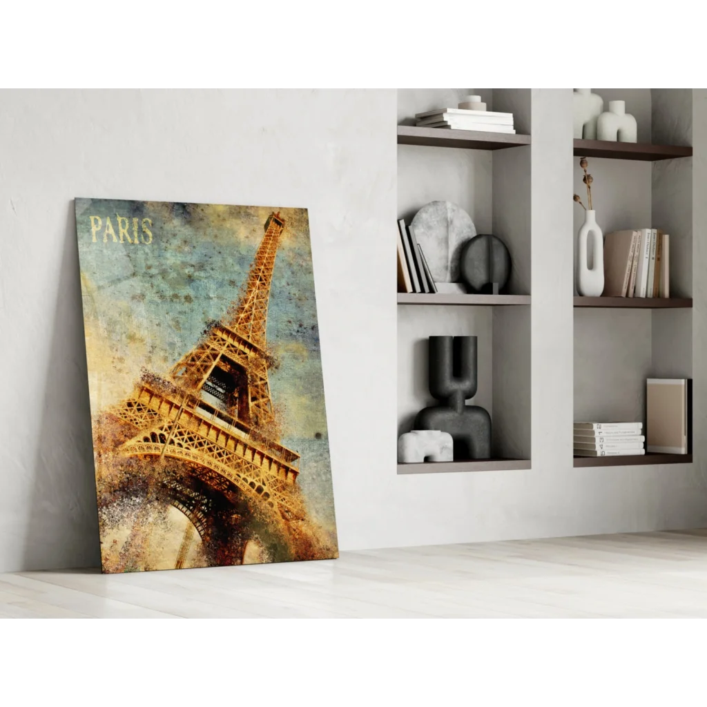 Vintage Paris Eiffel Tower wall art canvas print in sepia tones