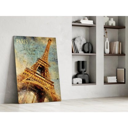 Vintage Paris Eiffel Tower wall art canvas print in sepia tones
