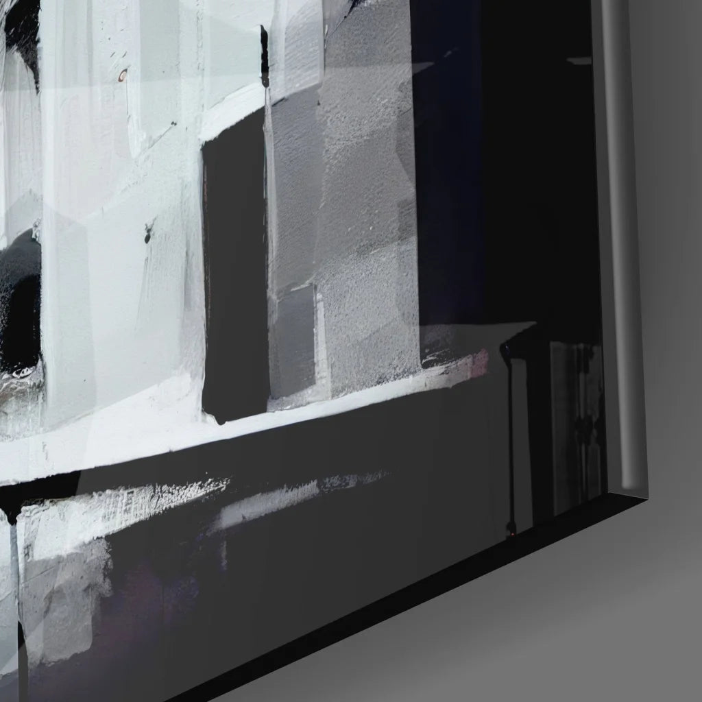 Eiffel Tower tempered glass art in black and white abstract print