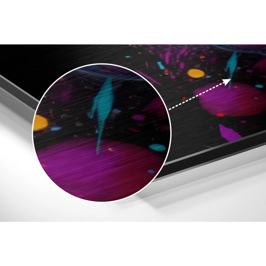 Vibrant Einstein neon splash on brushed aluminium dibond panel