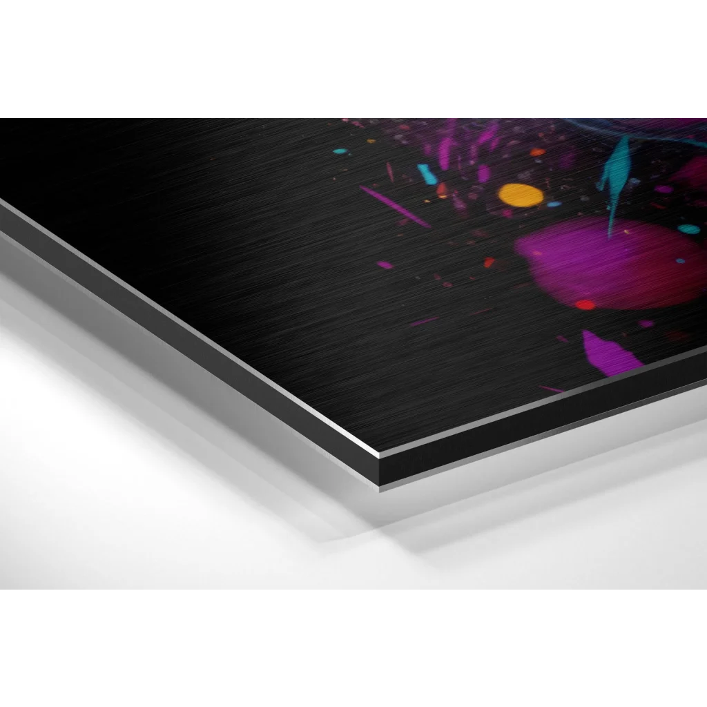Einstein Neon Splash Art on Brushed Aluminium Dibond Panel | Glass Wall Art Print | vintageantiquesgifts.com