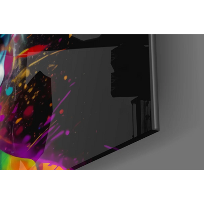 Einstein genius glass wall art with colorful paint splash design