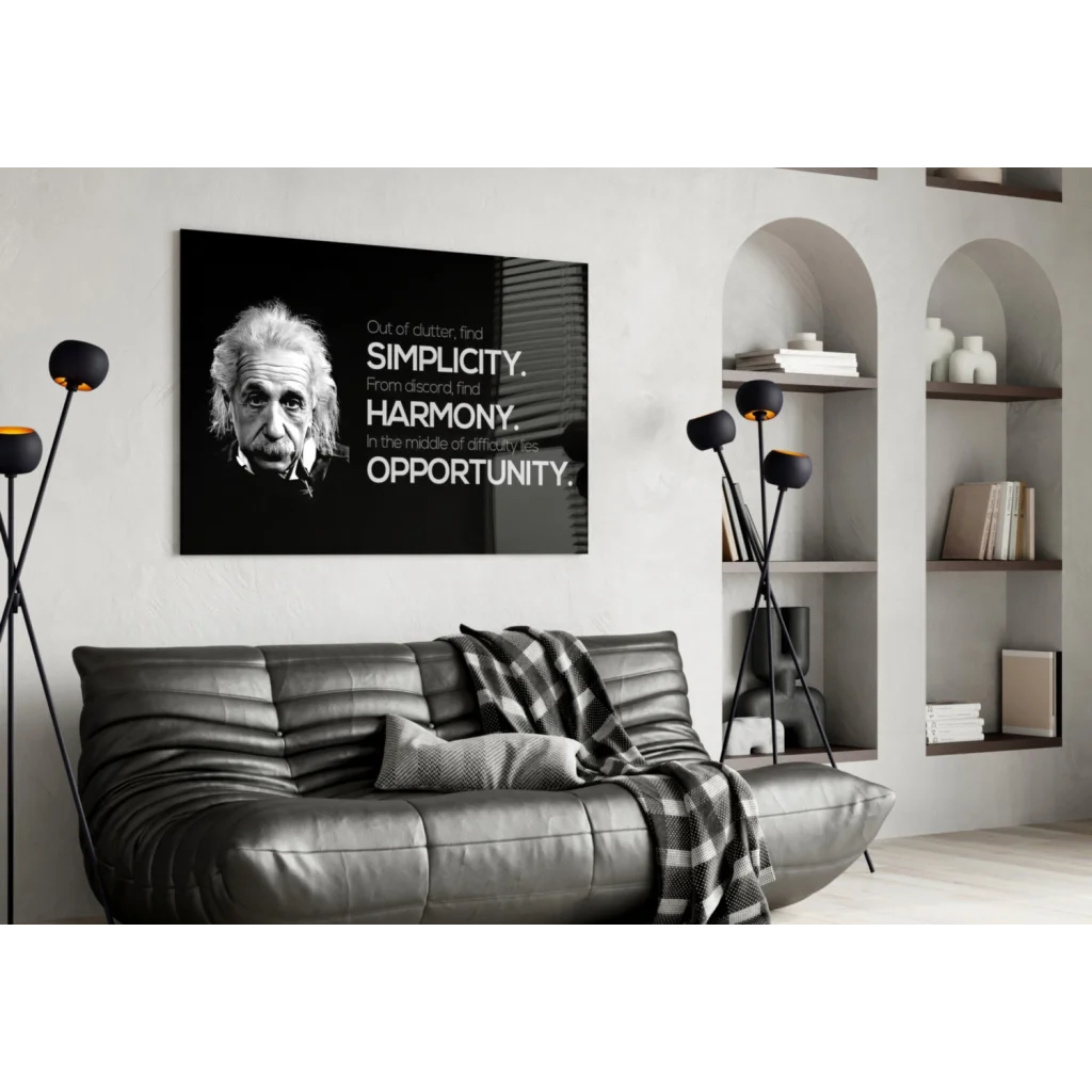 Einstein Philosophy Quote Canvas Wall Art Print Black and White | Contemporary Home Wall Art | vintageantiquesgifts.com