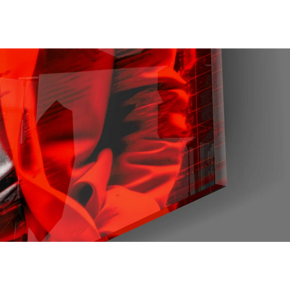 Einstein red leather jacket glass wall art with wallet chain