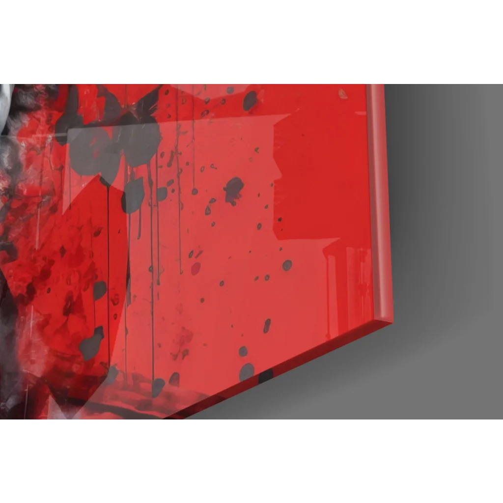 Vibrant red Einstein splatter canvas wall art in bold black