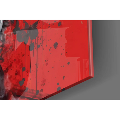 Vibrant red Einstein splatter canvas wall art in bold black