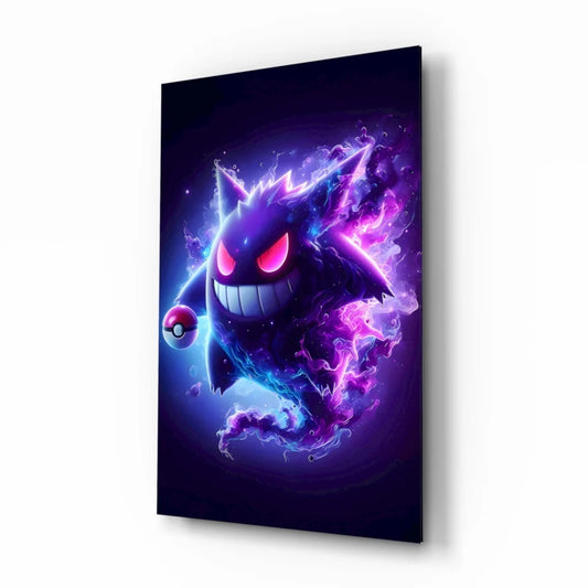Vibrant purple blue Electric Gengar neon glow wall art canvas poster