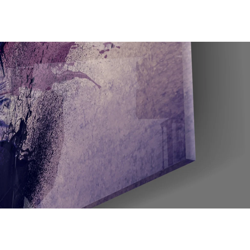 Electric Guitar Goddess purple gray abstract wall art with textured brushstrokes