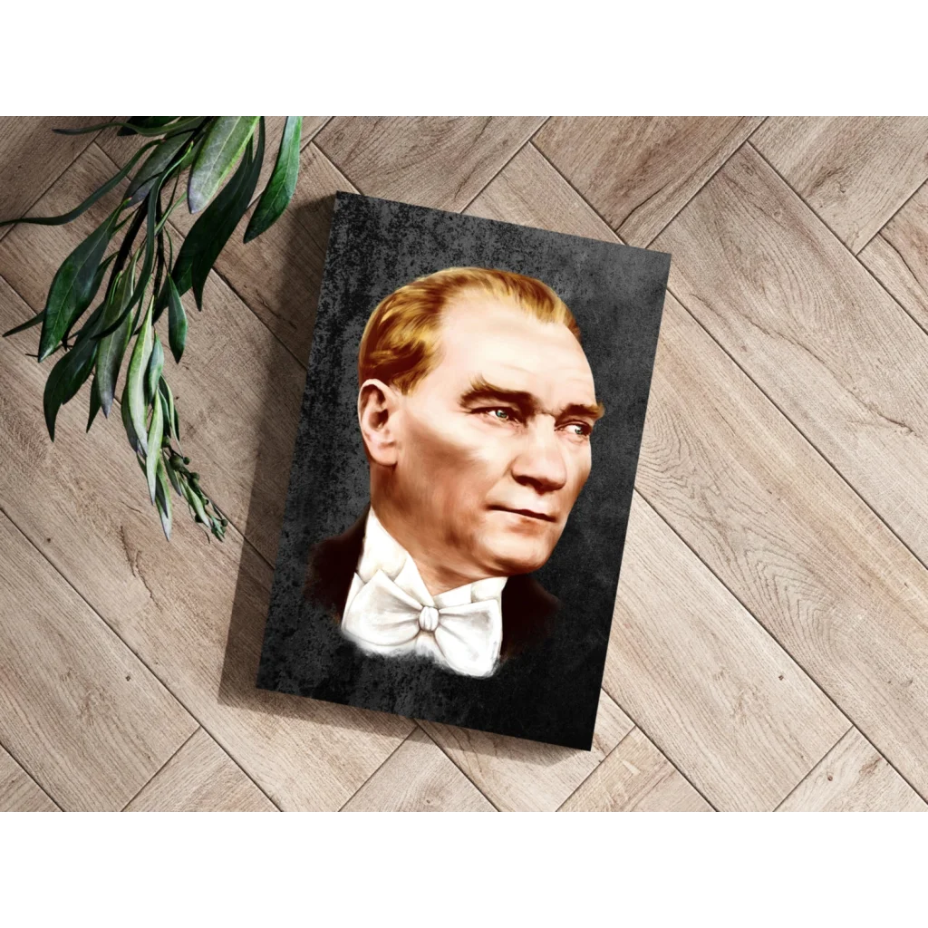 Black and white Atatürk portrait canvas with bow tie