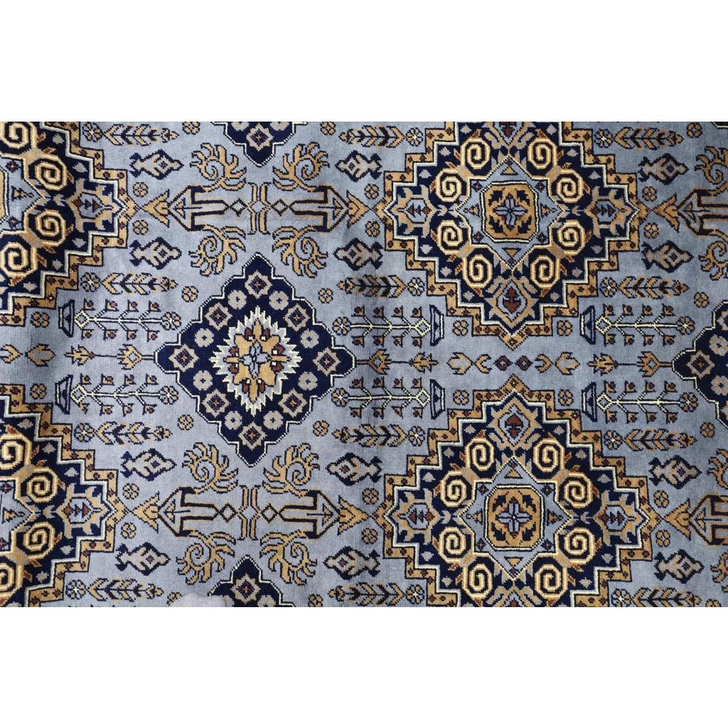 Afghan Zerkhaki rug in grey and blue natural wool Northern Afghanistan