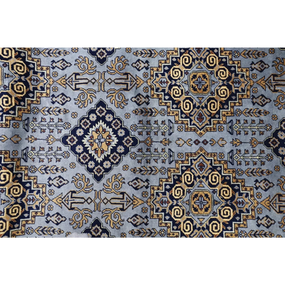 Afghan Zerkhaki rug in grey and blue natural wool Northern Afghanistan