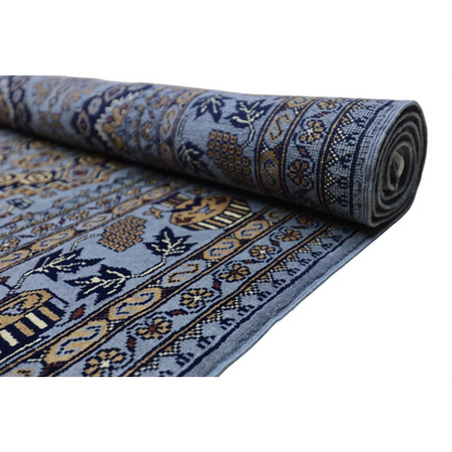 Afghan Zerkhaki hand-knotted rug in grey natural wool full pile