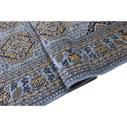 Afghan Zerkhaki rug in grey and light blue tones natural wool Northern Afghanistan