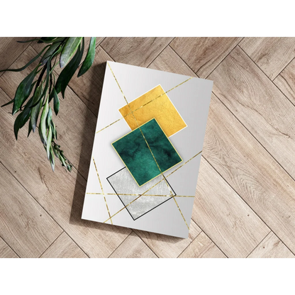 Modern gold teal geometric insigne aluminum print on canvas