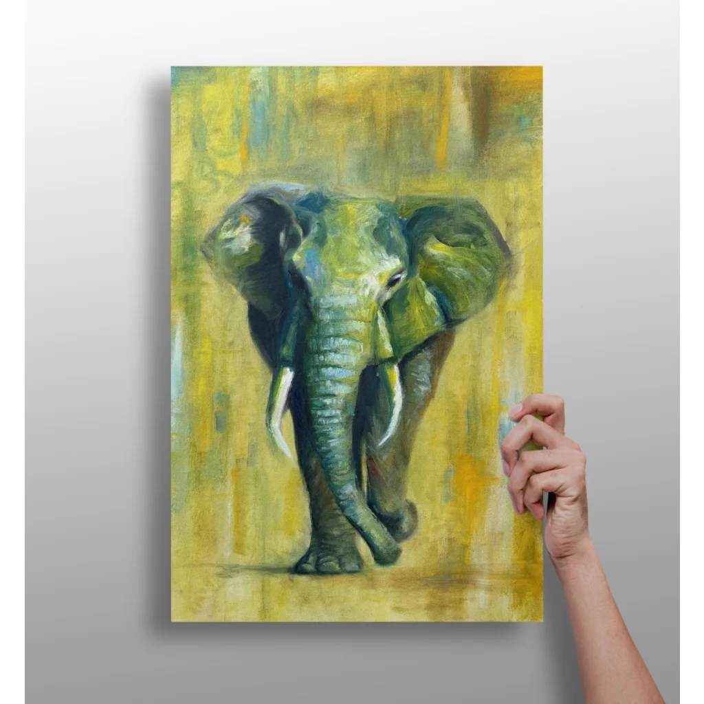 Vibrant Green Elephant Insigne Aluminum Prints for Your Wall | Insigneart USA | vintageantiquesgifts.com