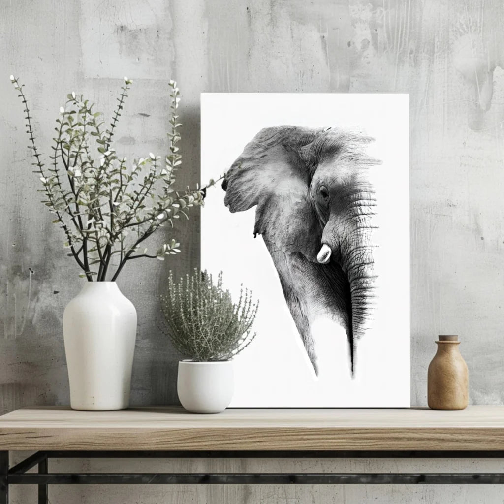 Stunning Elephant Head Insigne Aluminum Print for Your Wall | Glass Wall Art Print | vintageantiquesgifts.com