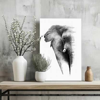 Stunning Elephant Head Insigne Aluminum Print for Your Wall | Glass Wall Art Print | vintageantiquesgifts.com