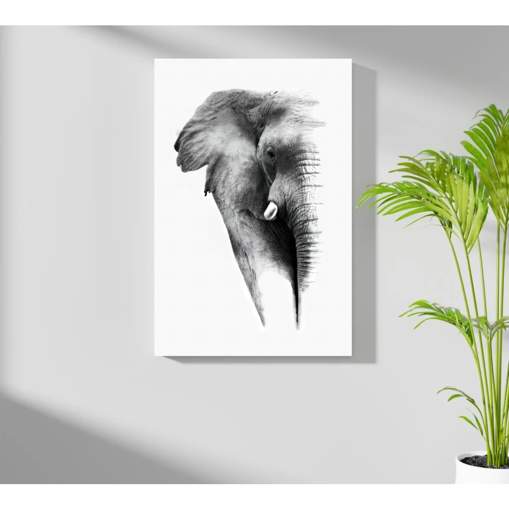 Stunning sketch elephant head on insigne aluminum print