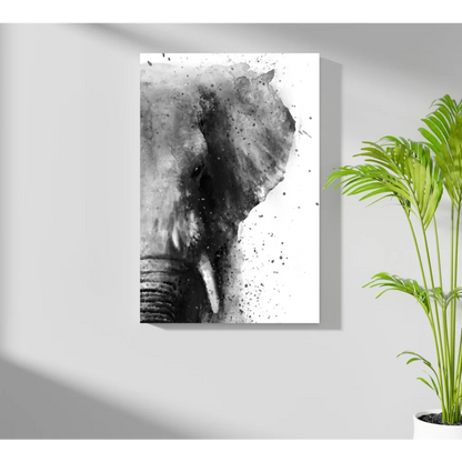 Insigne aluminum prints: black and white watercolor elephant head art