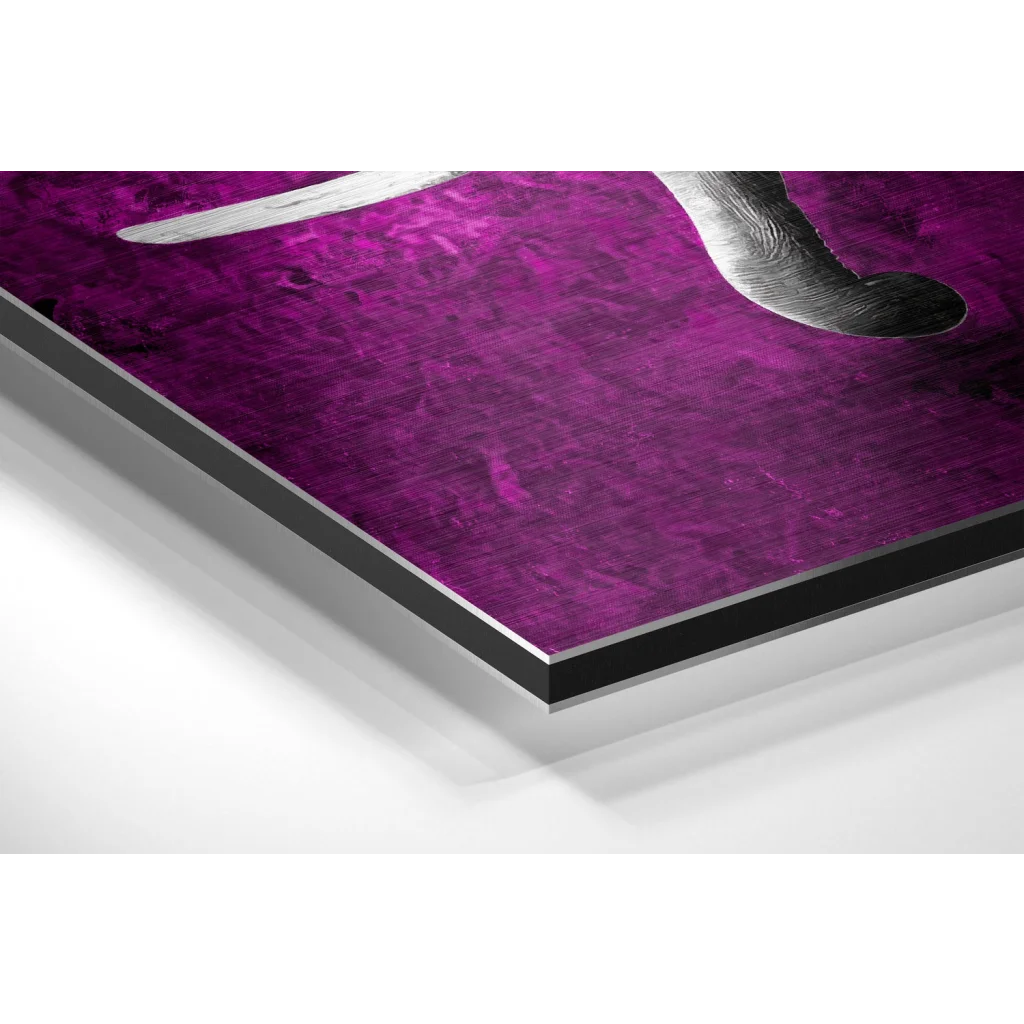 Glass Wall Art Purple elephant art on brushed aluminium dibond canvas