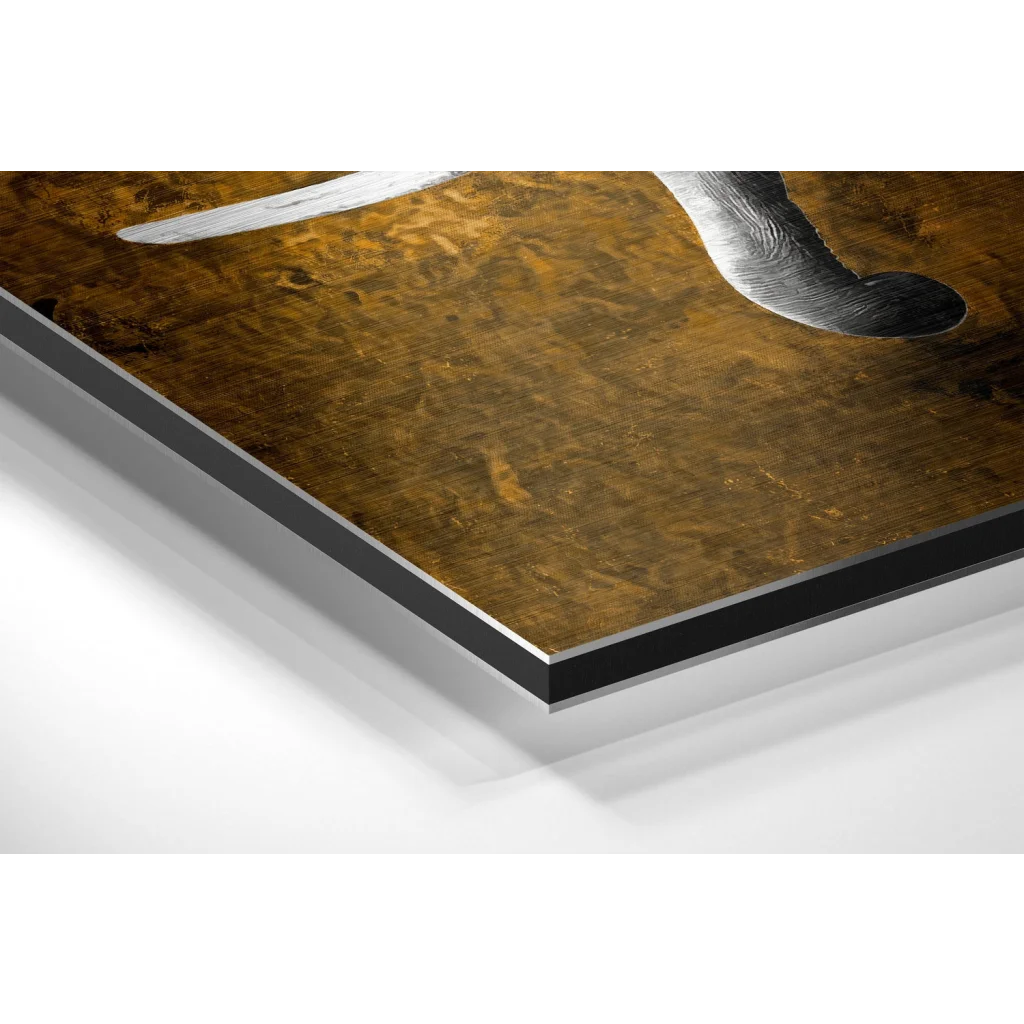 Stylized silver black animal leg in brushed aluminium dibond wildlife art