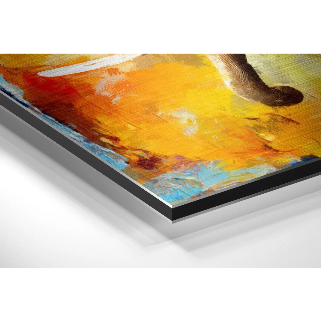 Vibrant elephant abstract on brushed aluminium dibond print