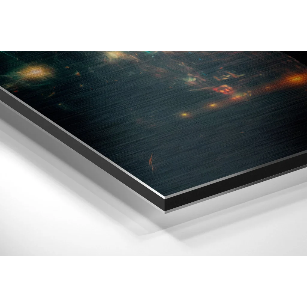 Glass Wall Art Glowing Elephant brushed aluminium dibond wall art in sleek acrylic frame