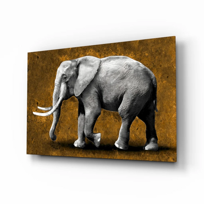 Majestic Elephant Glass Wall Art with Gold Texture | Insigneart USA | vintageantiquesgifts.com