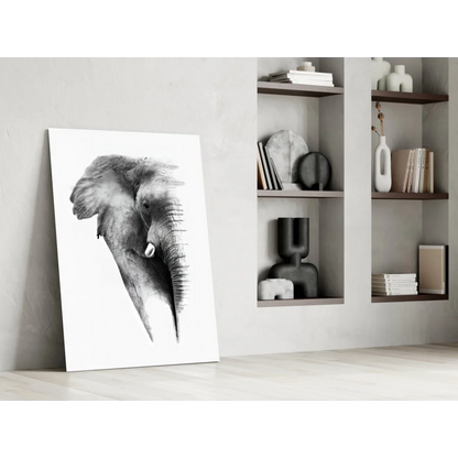 Stunning black and white elephant head canvas wall art print