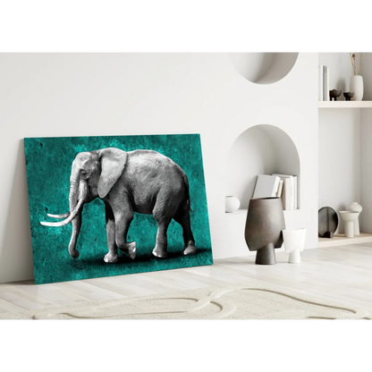 Majestic Elephant Teal Canvas Wall Art Print | Modern Wall Art Decor | vintageantiquesgifts.com