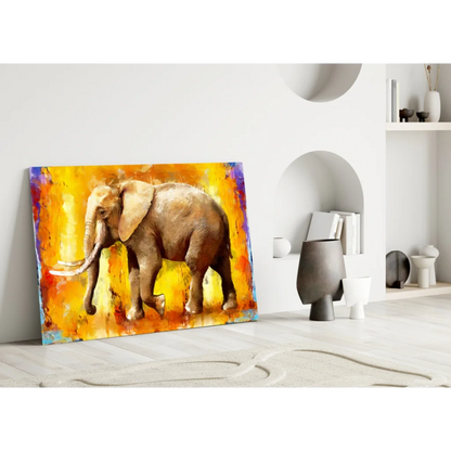 Fiery Elephant Abstract Canvas Wall Art With Purple Accents | Modern Wall Art Decor | vintageantiquesgifts.com