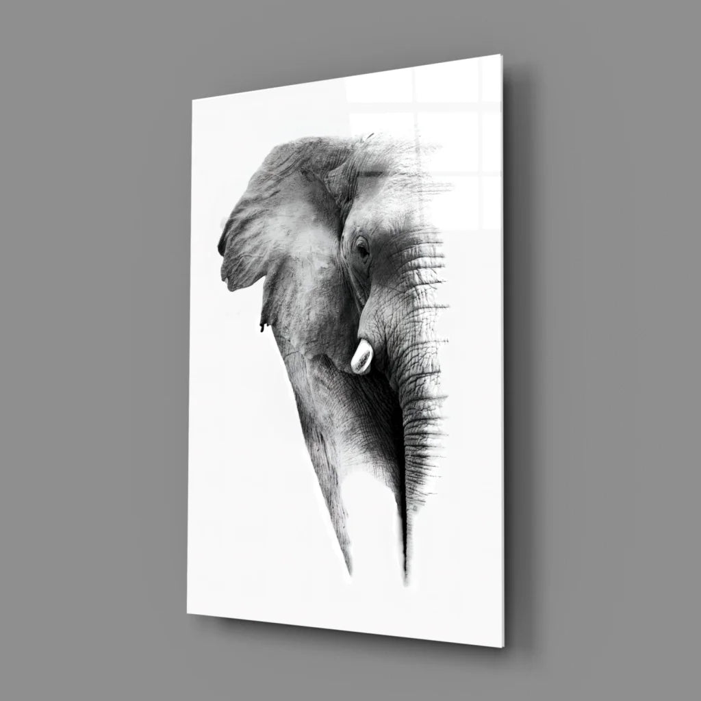 Stunning black-and-white elephant head canvas wall art sketch
