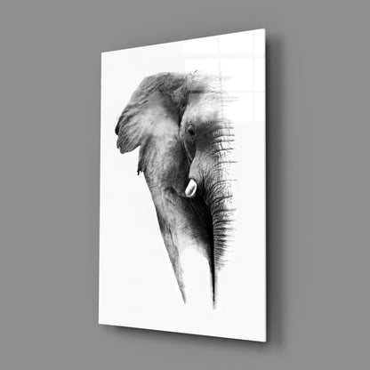 Stunning black-and-white elephant head canvas wall art sketch