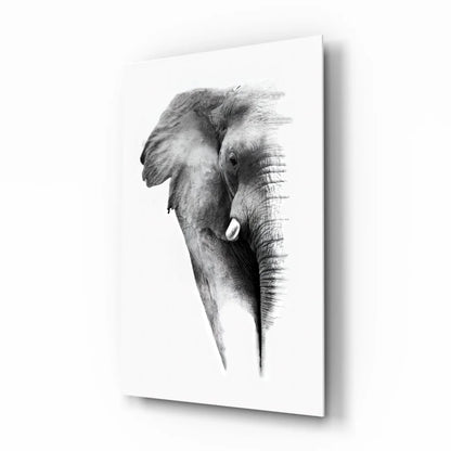 Black and white elephant head sketch canvas wall art