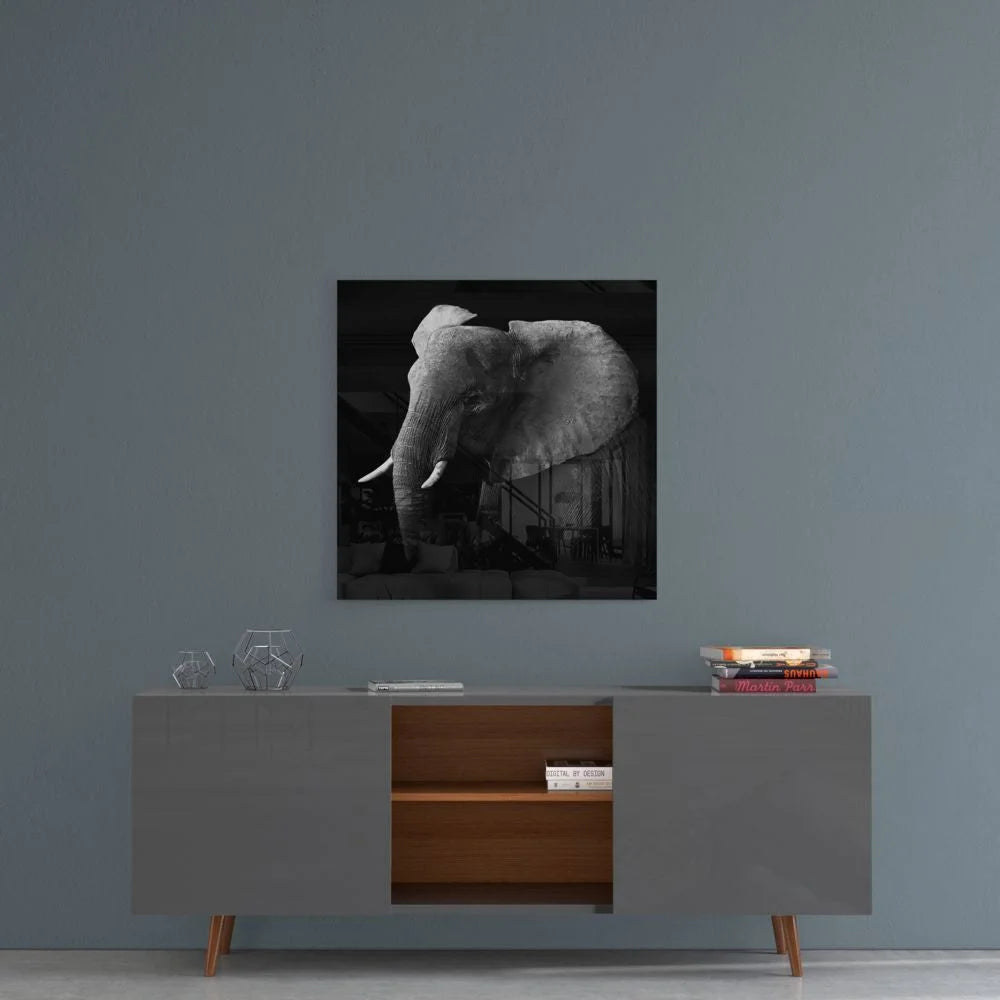 Majestic Elephant Tempered Glass Art Panel | Contemporary Home Wall Art | vintageantiquesgifts.com