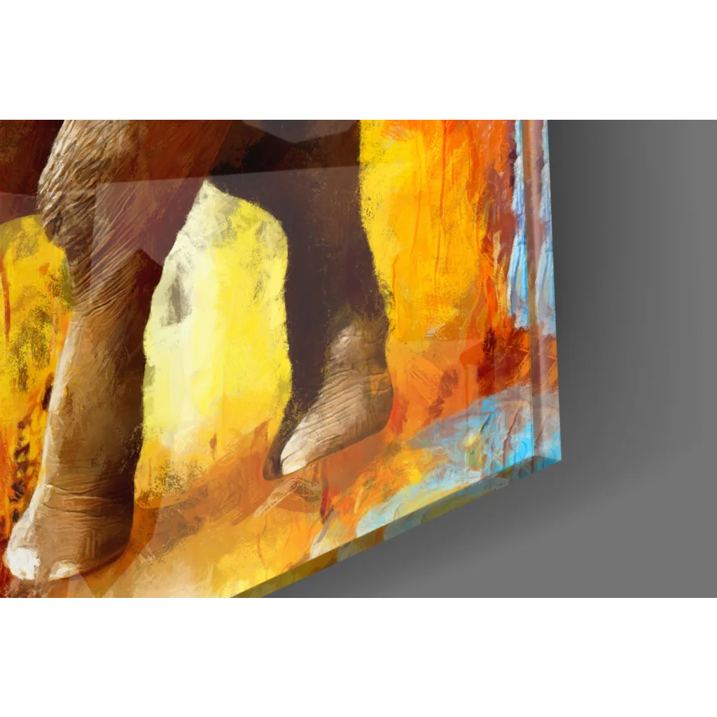 Fiery Elephant abstract wall art canvas with purple accents in earthy tones