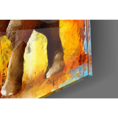 Fiery Elephant abstract wall art canvas with purple accents in earthy tones