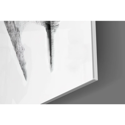 Stunning black and white elephant wall art in white frame