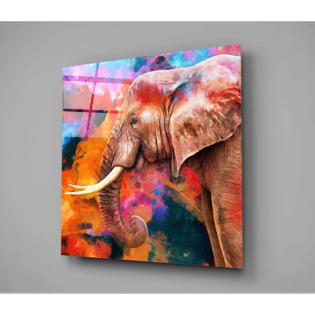 Vibrant Elephant Canvas Wall Art with Bold Watercolor Splashes | Modern Wall Art Decor | vintageantiquesgifts.com