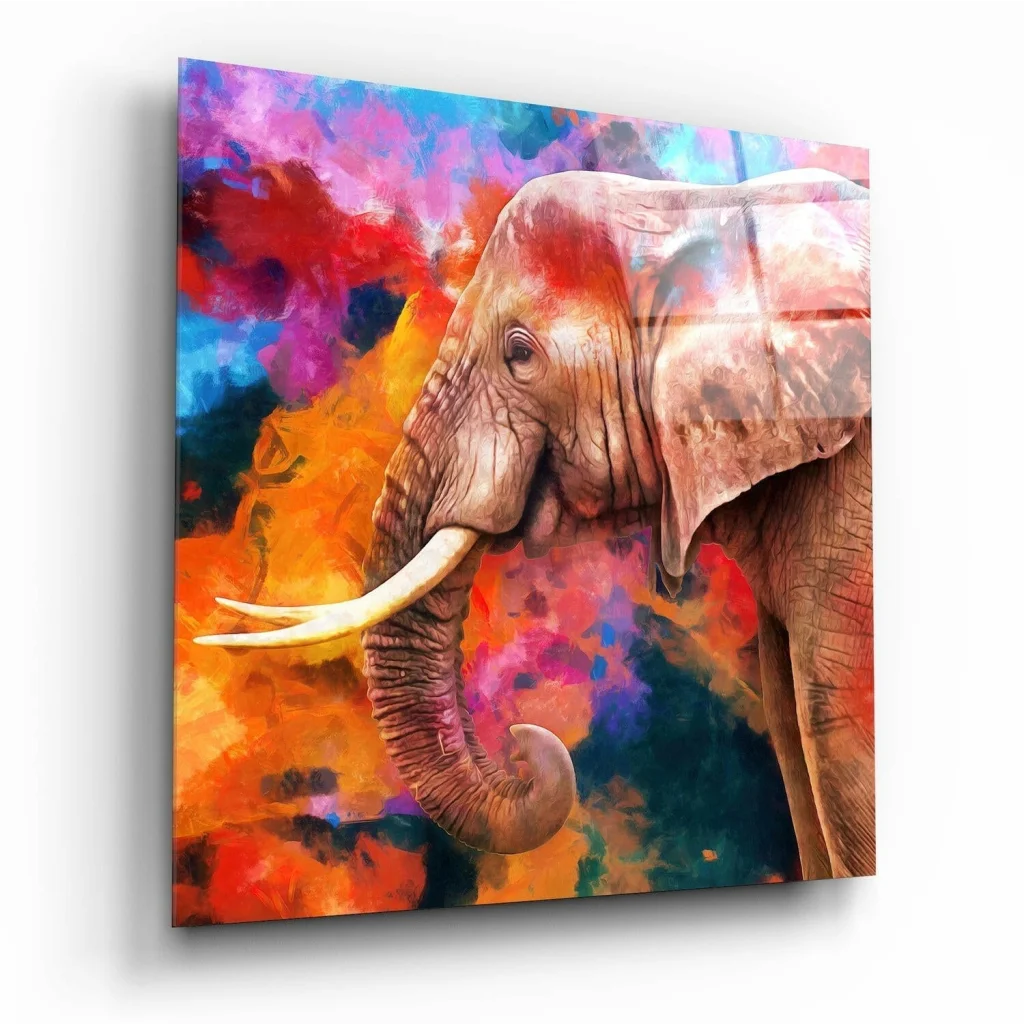 Vibrant Elephant Canvas Wall Art with Bold Watercolor Splashes | Insigneart USA | vintageantiquesgifts.com