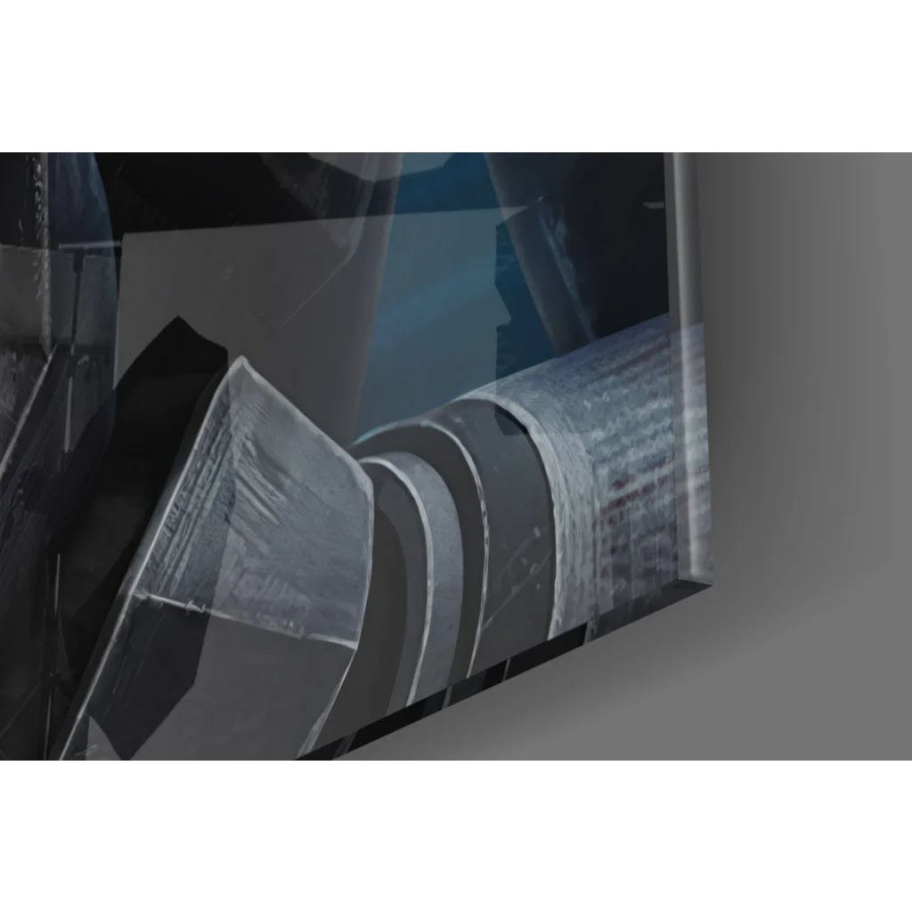 Elite Clone Trooper Helmet glass wall art with red accents and metallic lens