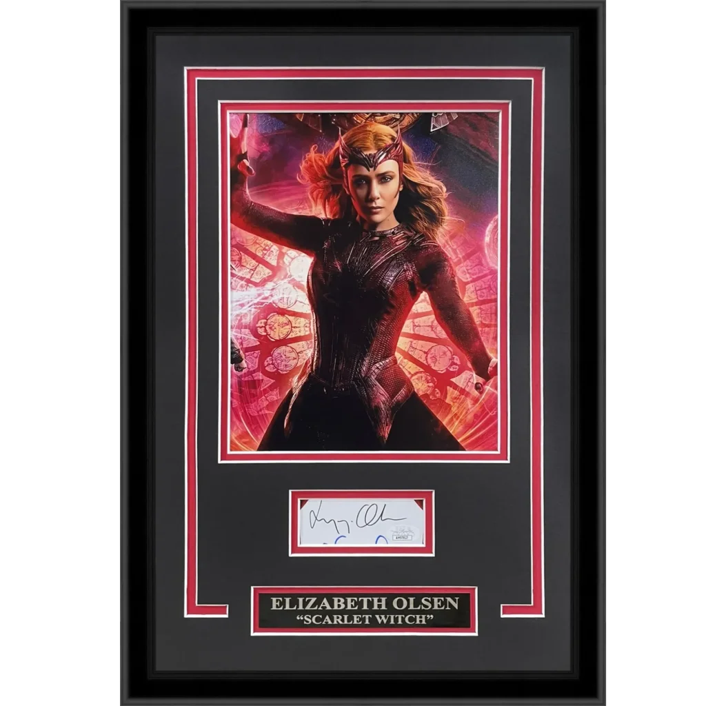 Elizabeth Olsen aka Scarlet Witch signed framed photo in JSA frame